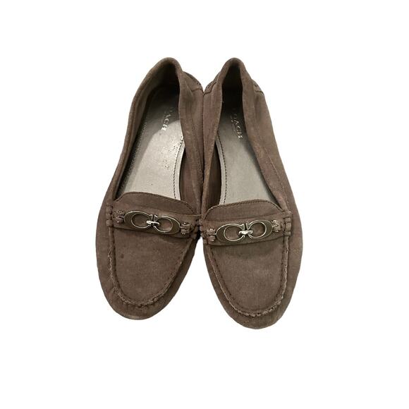 Coach "Fortunata Gray Suede Driving Mocs Loafers size 7.5B MSRP $179‎ - Picture 1 of 12